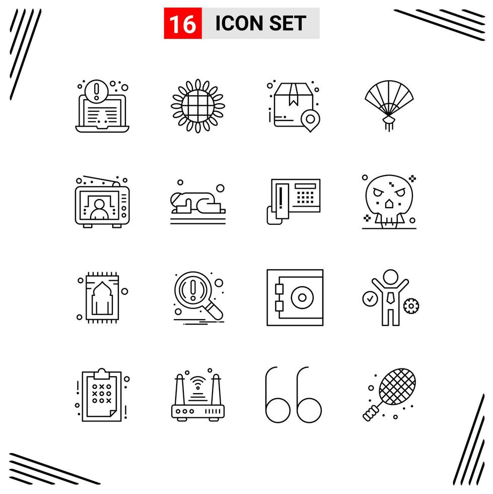 16 iconos estilo de línea basados en cuadrícula símbolos de esquema creativos para el diseño de sitios web signos de icono de línea simple aislados en fondo blanco 16 conjunto de iconos fondo de vector de icono negro creativo