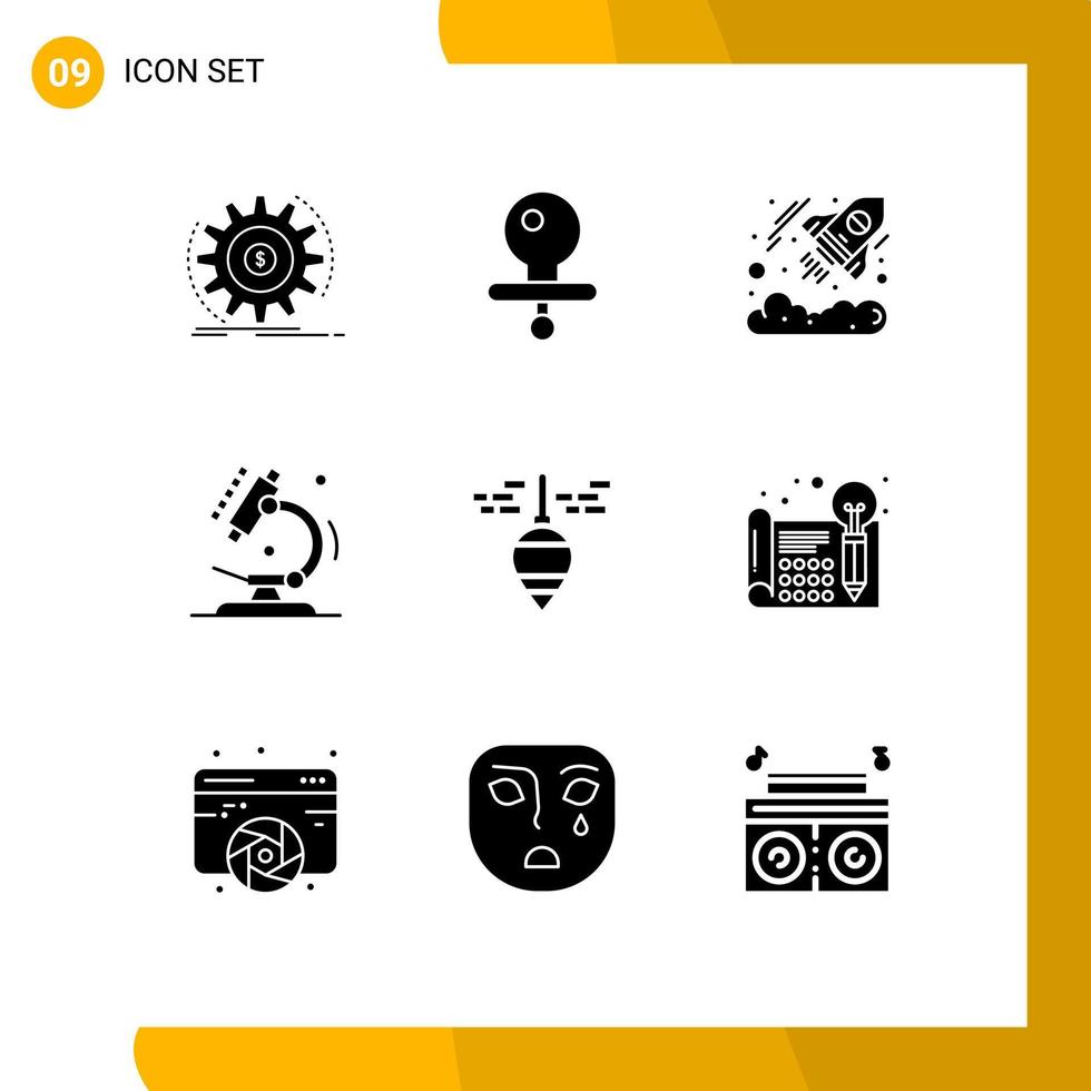 9 Thematic Vector Solid Glyphs and Editable Symbols of bob science business microscope biology Editable Vector Design Elements