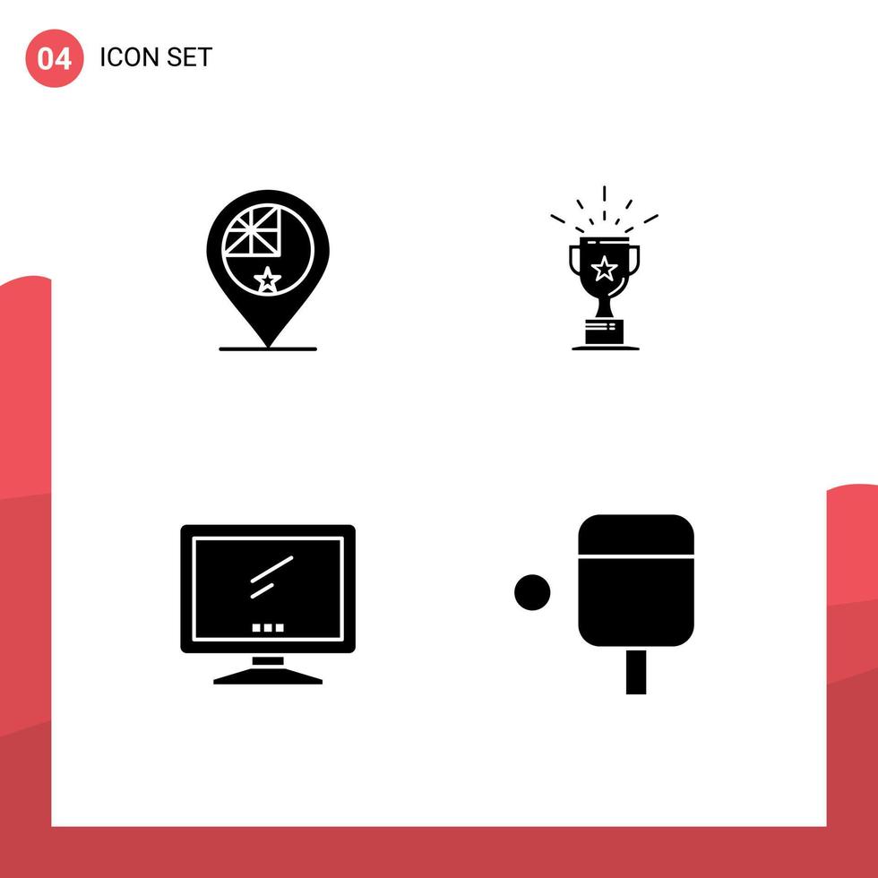 Set of 4 Modern UI Icons Symbols Signs for australia computer nation medal device Editable Vector Design Elements