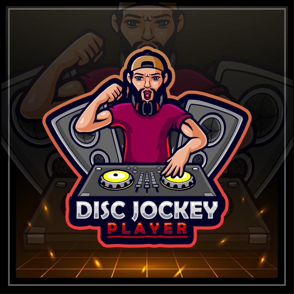 mascota del disc jockey. diseño de logotipo de deportes electrónicos vector