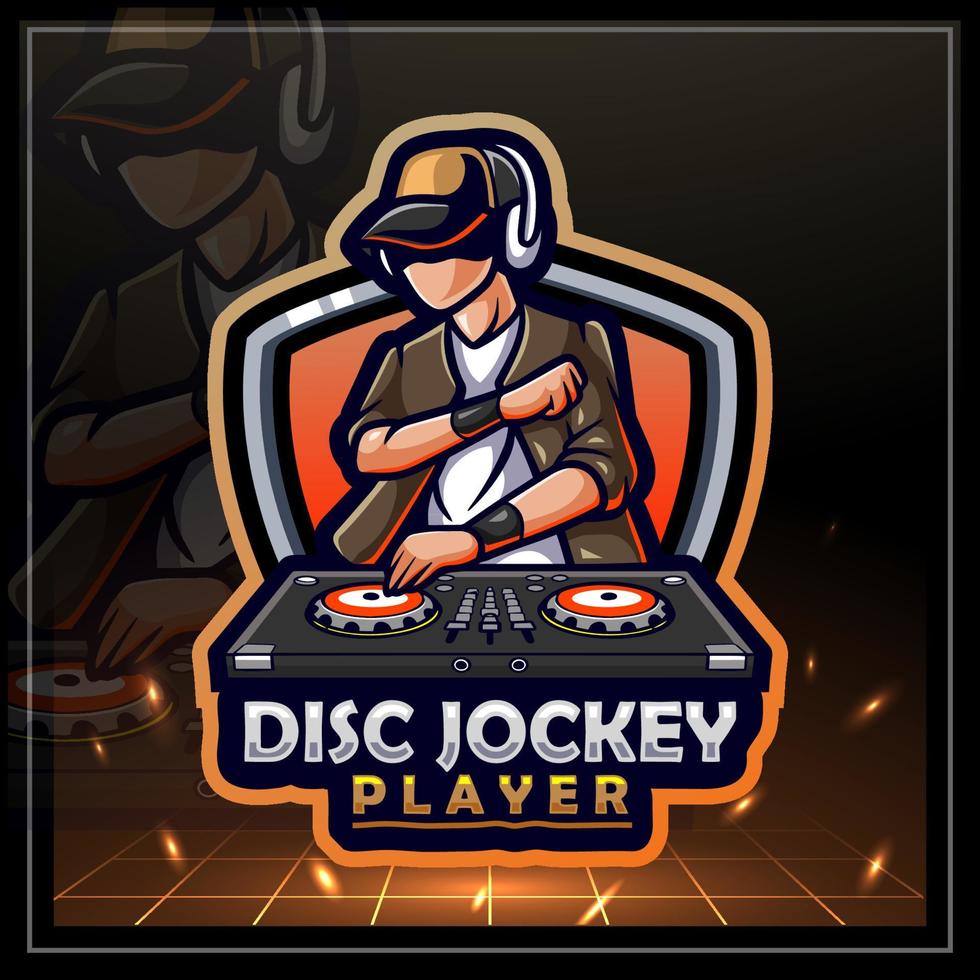 Disc Jockey mascot. e sports logo design vector