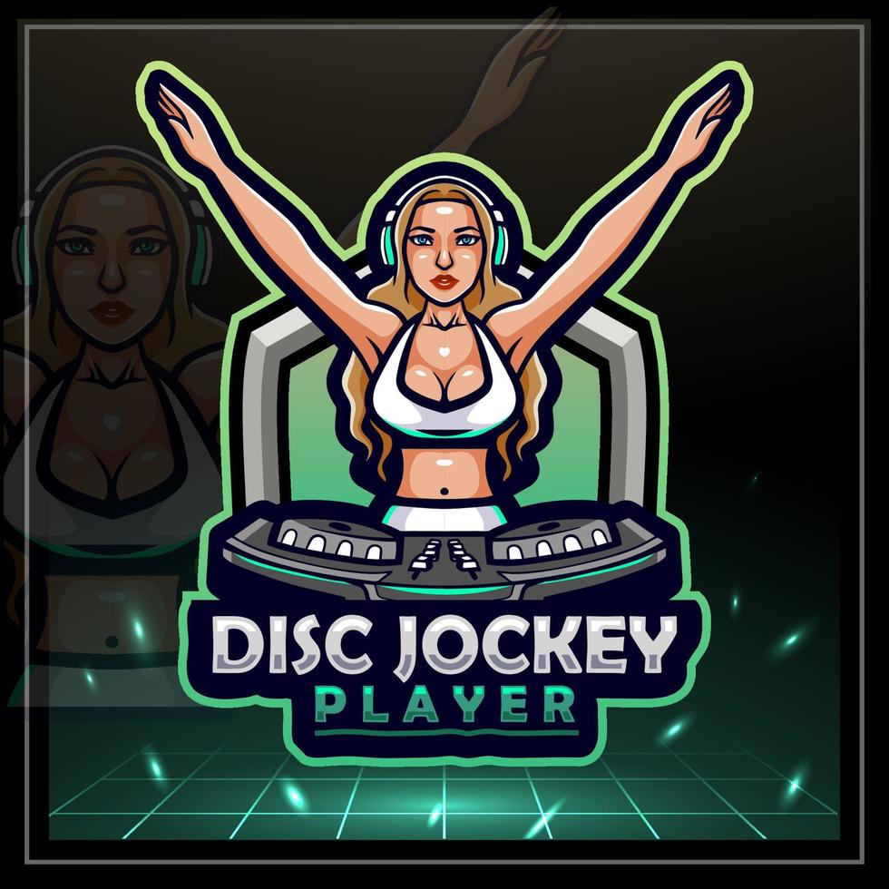 mascota del disc jockey. diseño de logotipo de deportes electrónicos vector