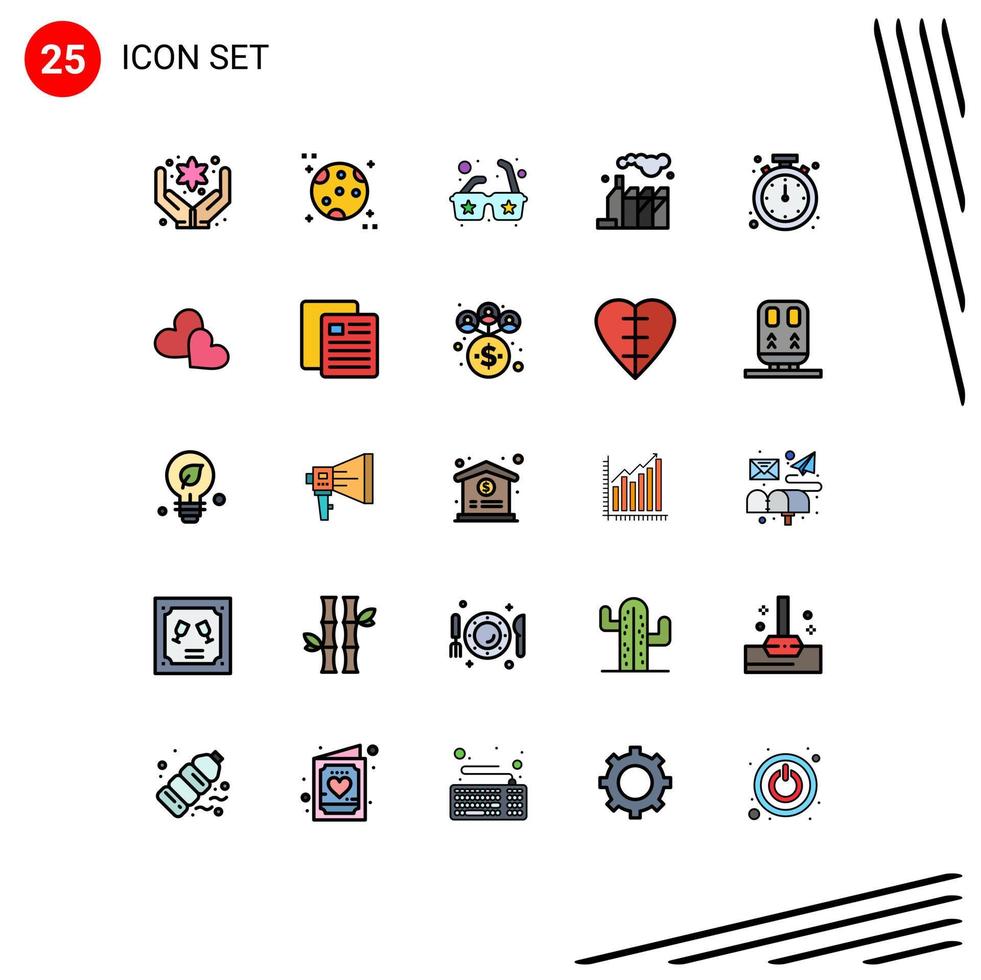 Set of 25 Modern UI Icons Symbols Signs for heart mobile sunglasses clock alarm Editable Vector Design Elements
