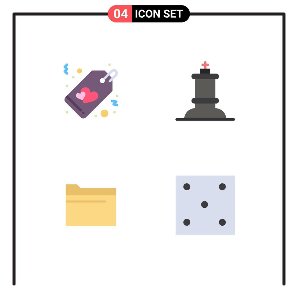 4 Creative Icons Modern Signs and Symbols of heart data tag king dice Editable Vector Design Elements