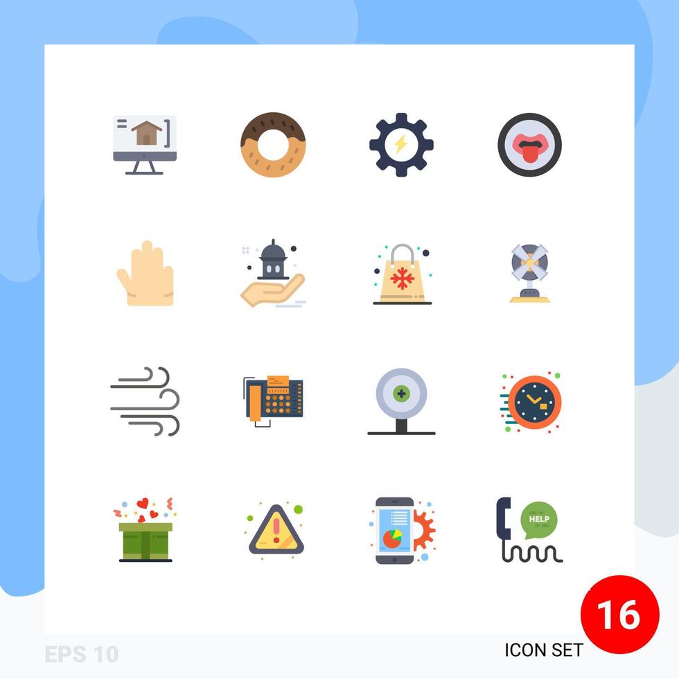 Set of 16 Modern UI Icons Symbols Signs for help mosque biology hand fingers Editable Pack of Creative Vector Design Elements
