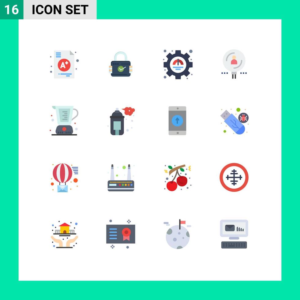 Universal Icon Symbols Group of 16 Modern Flat Colors of baked professional efficiency magnifier find Editable Pack of Creative Vector Design Elements