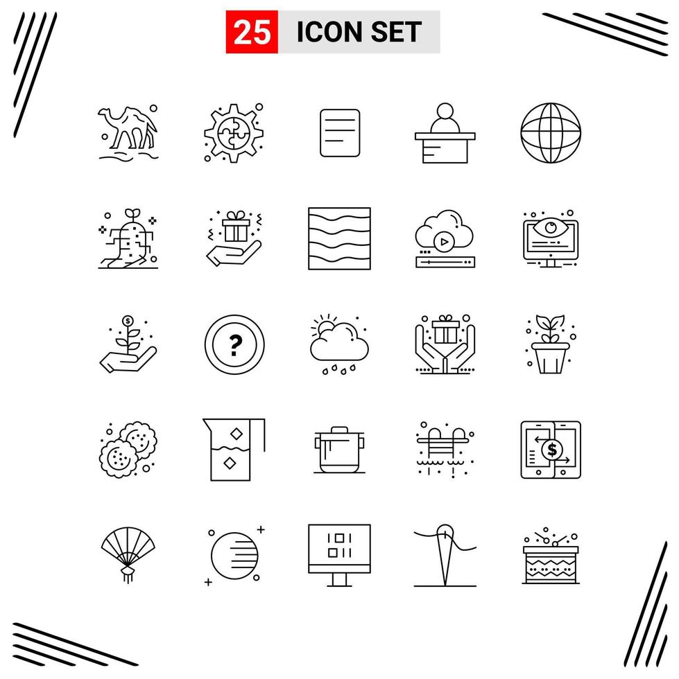 25 Icons Line Style Grid Based Creative Outline Symbols for Website Design Simple Line Icon Signs Isolated on White Background 25 Icon Set Creative Black Icon vector background