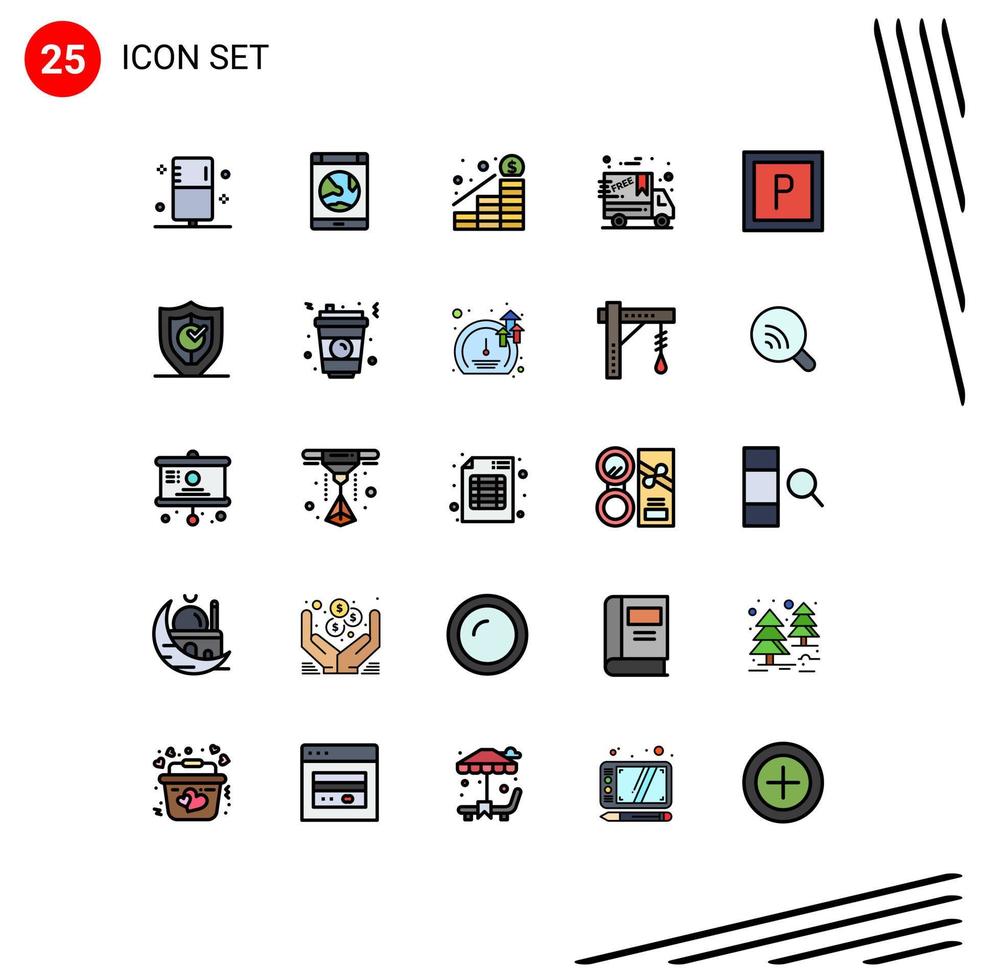 Set of 25 Modern UI Icons Symbols Signs for parking cyber monday online black friday profit Editable Vector Design Elements