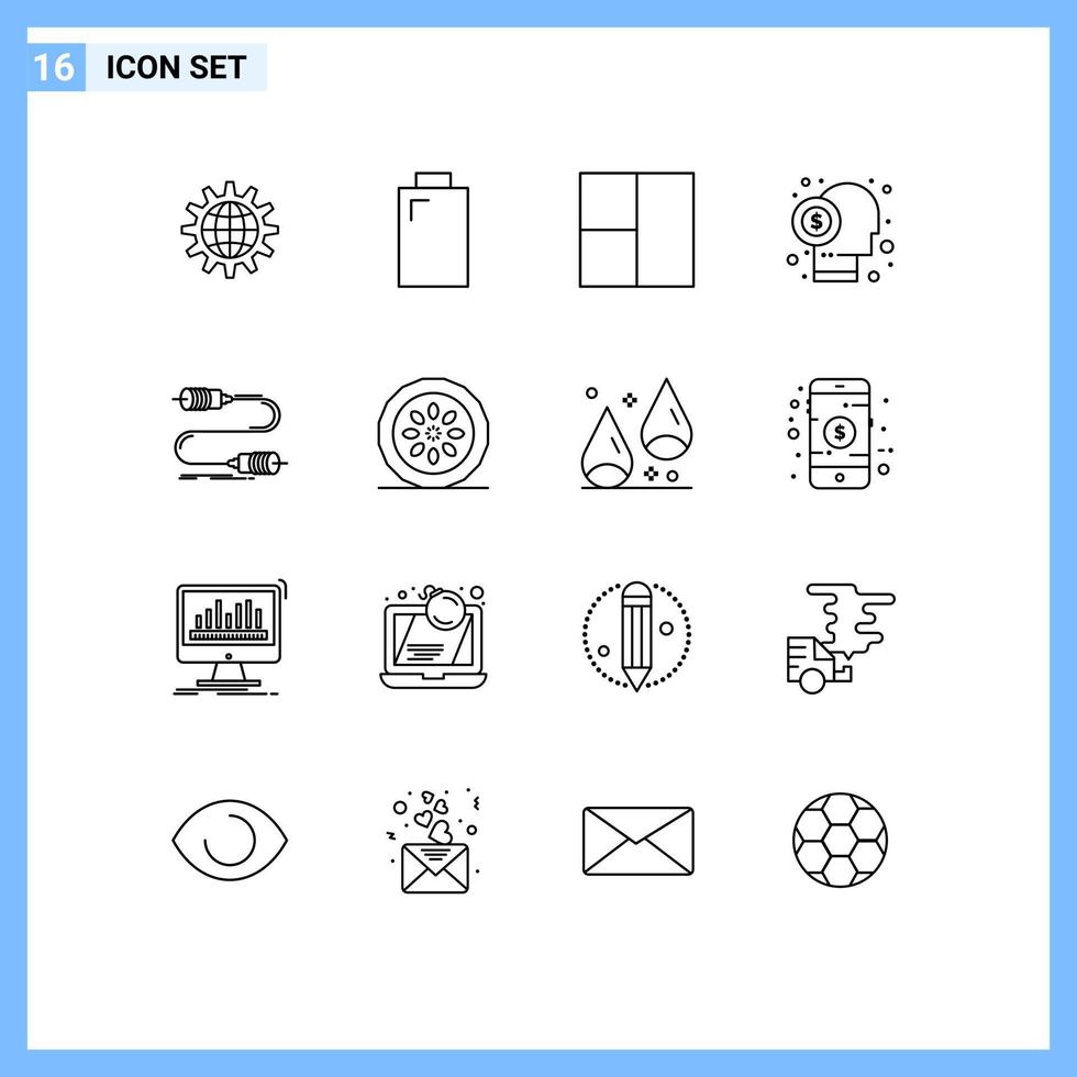 User Interface Pack of 16 Basic Outlines of buzz investor electric financier broker Editable Vector Design Elements