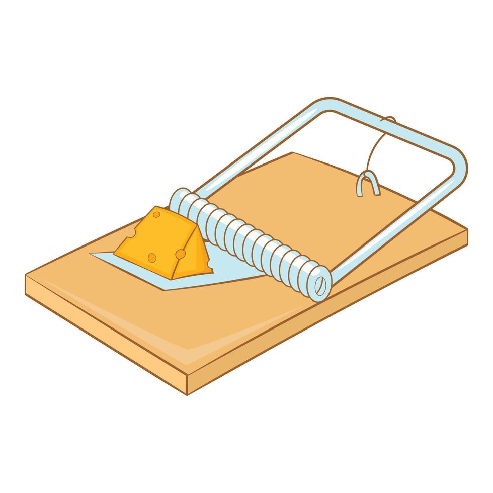 Mousetrap icon, cartoon style vector