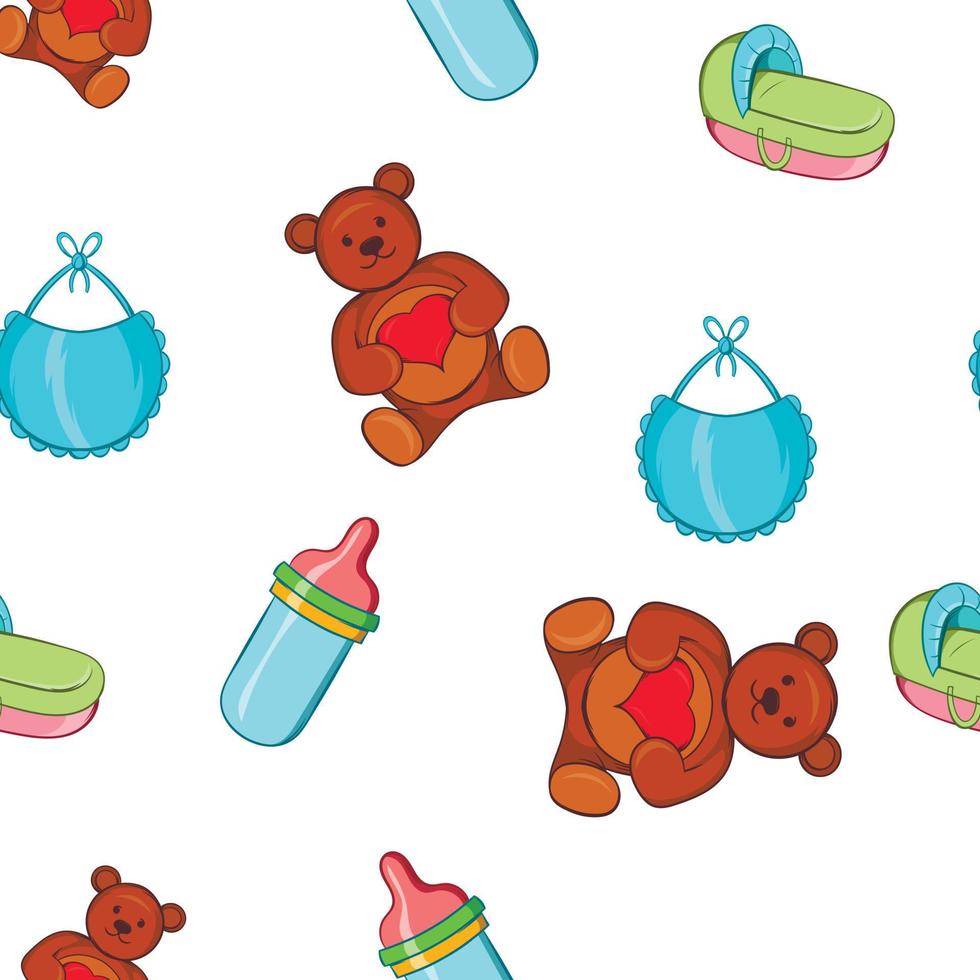 Baby supplies pattern, cartoon style vector