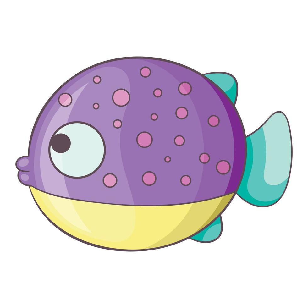 icono de pez punteado púrpura, estilo de dibujos animados vector