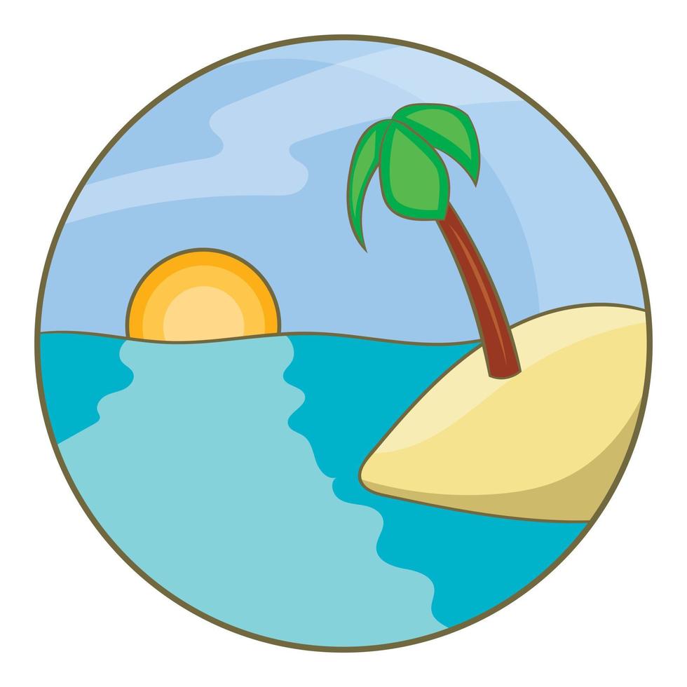 isla del océano tropical con icono de palmera vector