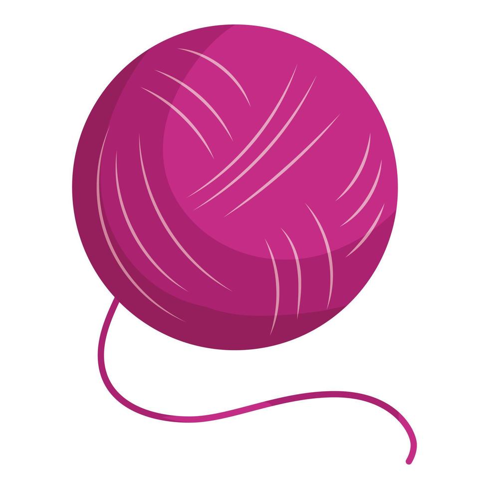 Purple yarn ball icon, cartoon style vector