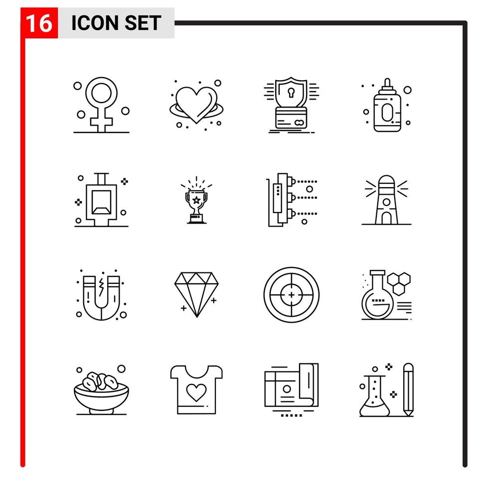 16 General Icons for website design print and mobile apps 16 Outline Symbols Signs Isolated on White Background 16 Icon Pack Creative Black Icon vector background