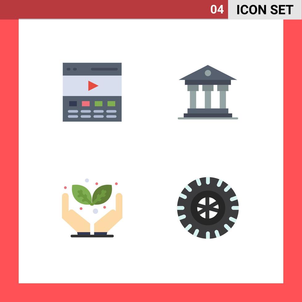 4 Universal Flat Icons Set for Web and Mobile Applications communication green interface institution save the world Editable Vector Design Elements