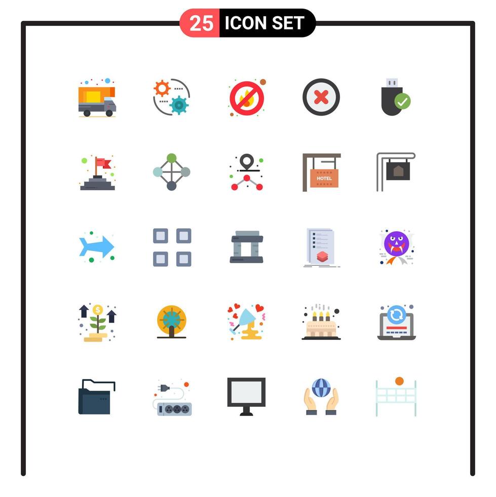 Flat Color Pack of 25 Universal Symbols of stick devices no connected ui Editable Vector Design Elements