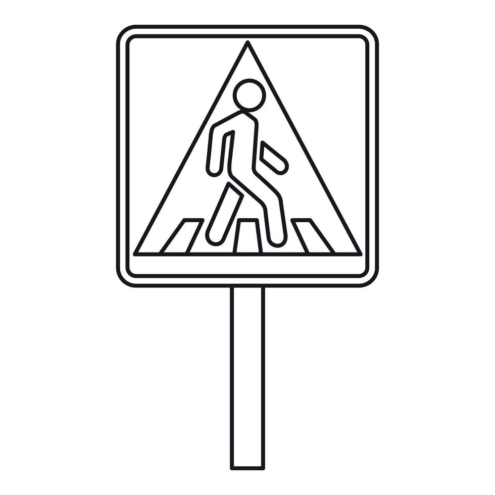 Pedestrian traffic sign icon, outline style vector