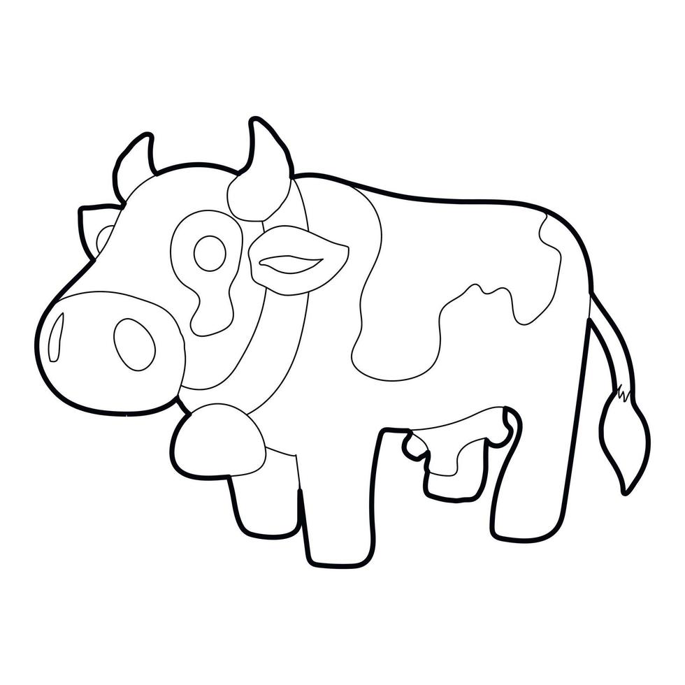 icono de vaca, estilo de esquema vector