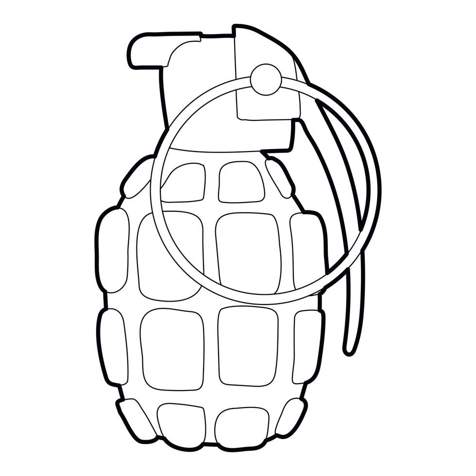 Hand grenade icon, outline style vector