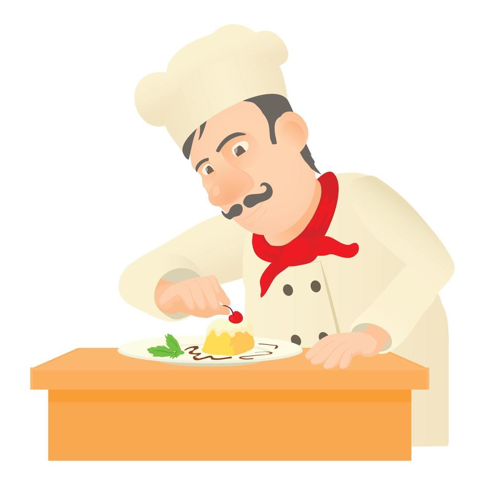 Pastry chef icon, cartoon style vector