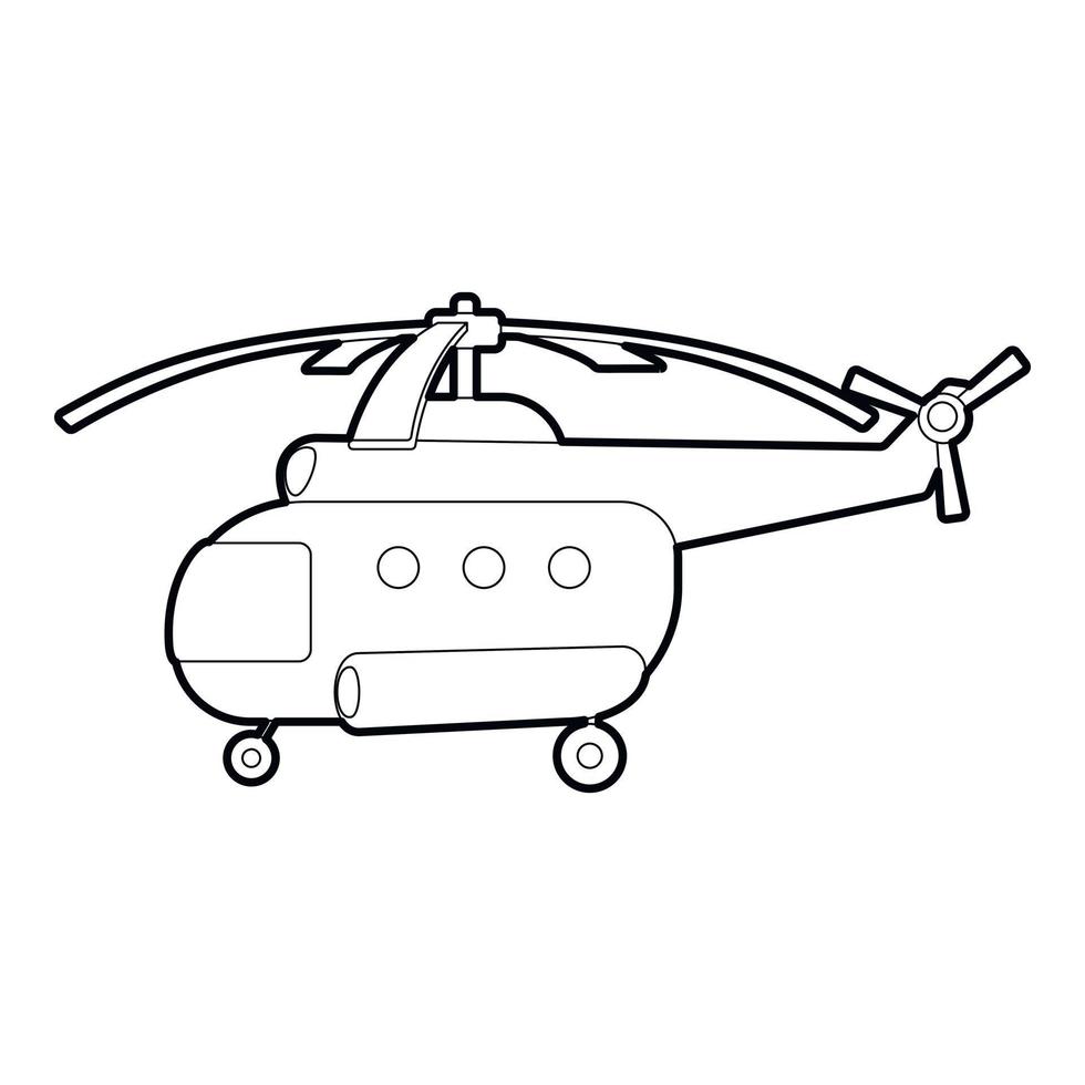 icono de helicóptero, estilo de esquema vector