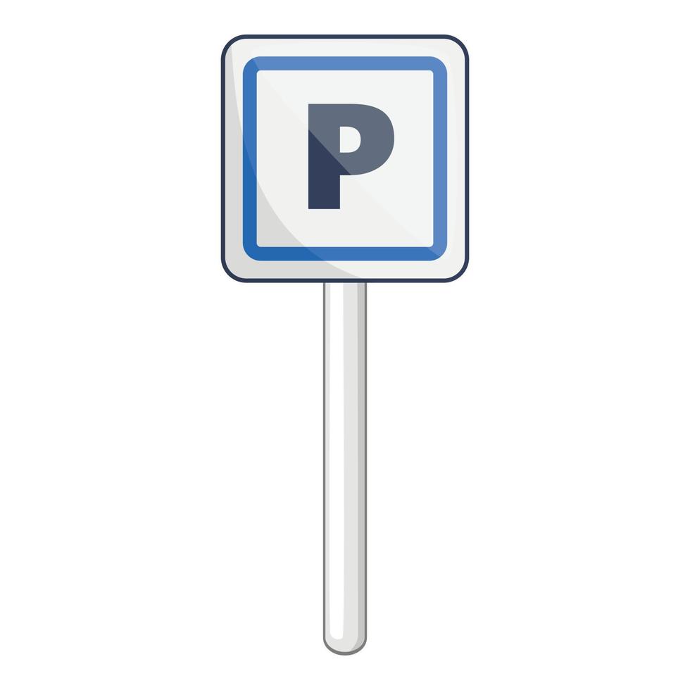 icono de señal de estacionamiento, estilo de dibujos animados vector