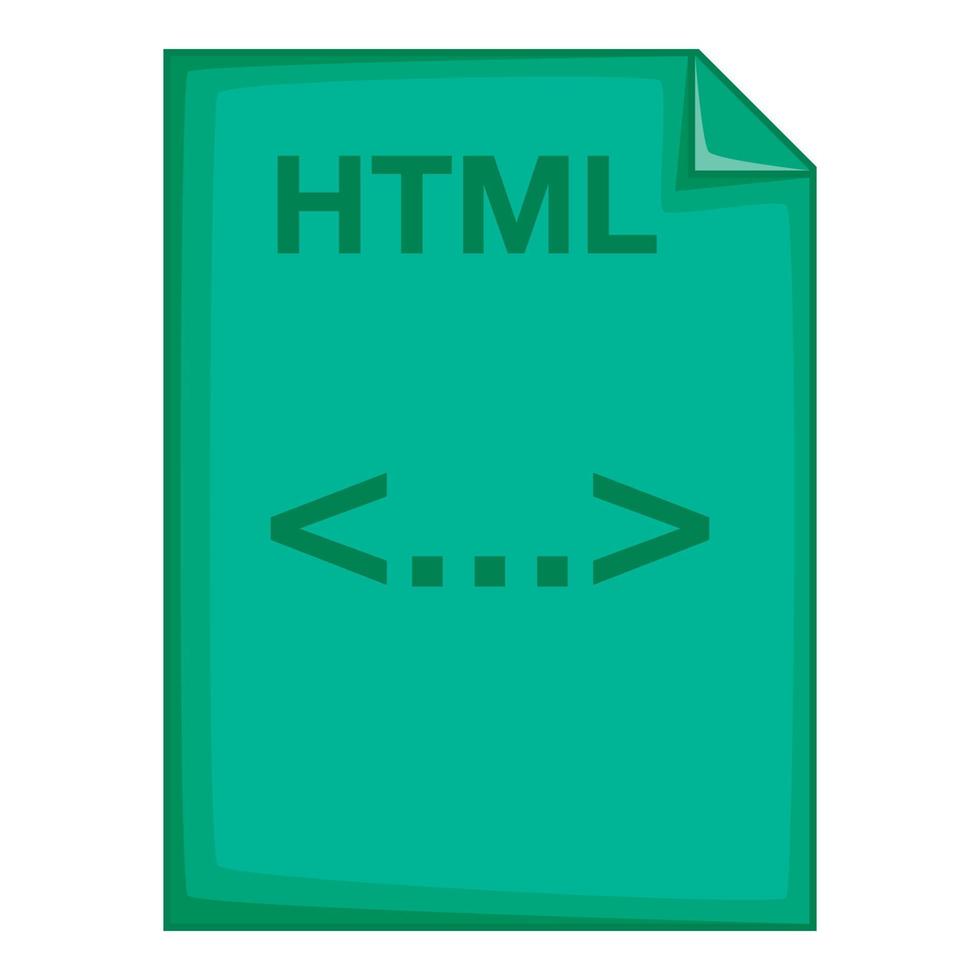 HTML file icon, cartoon style vector
