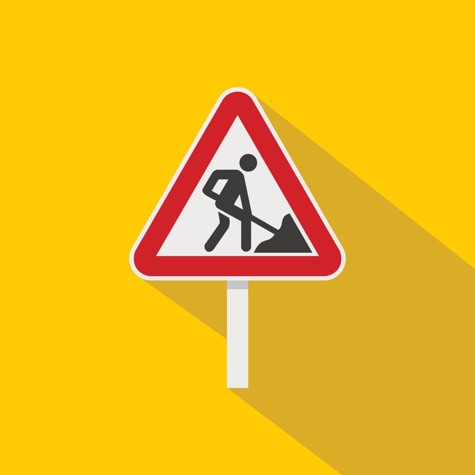 Roadworks sign icon, flat style vector