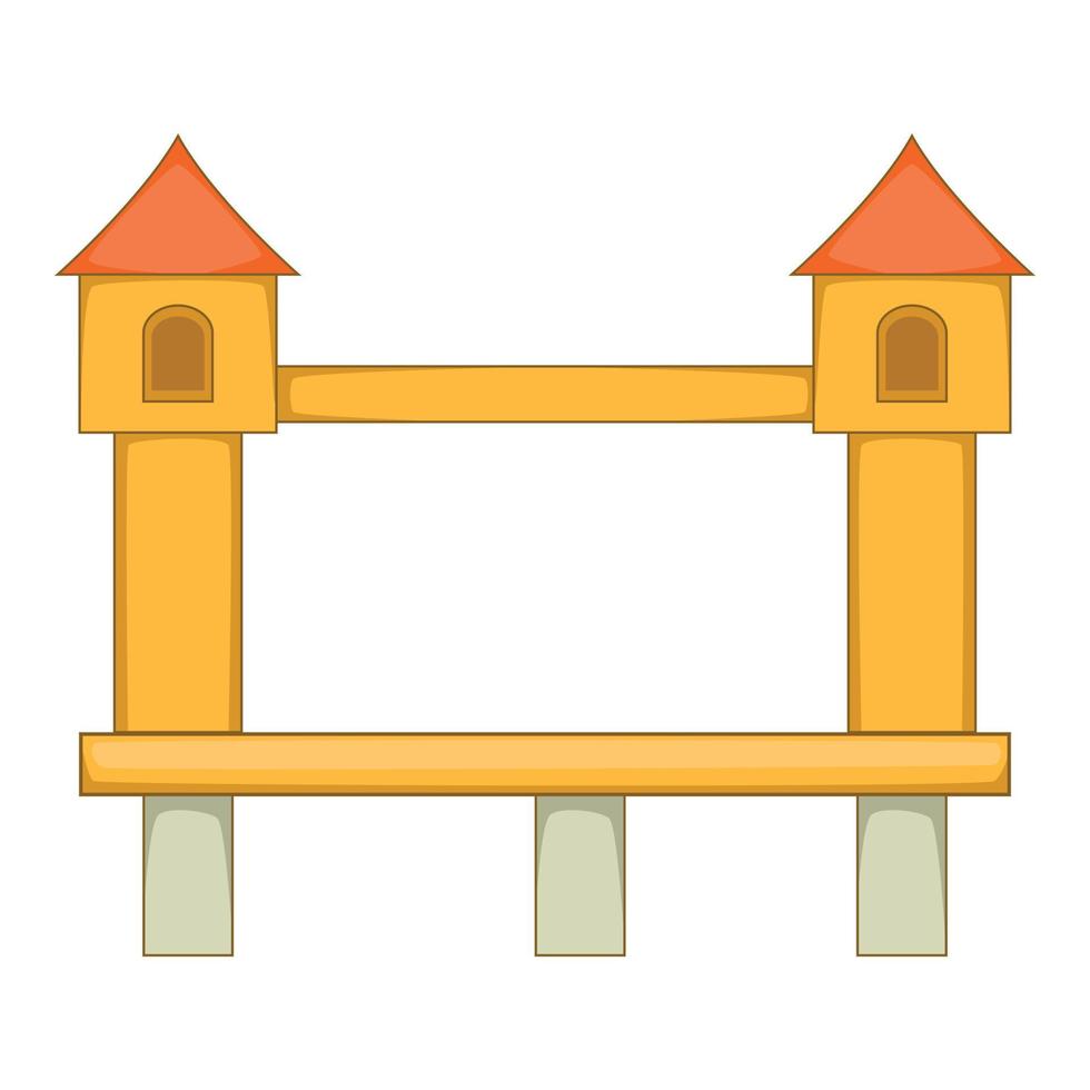 Bridge with towers icon, cartoon style vector