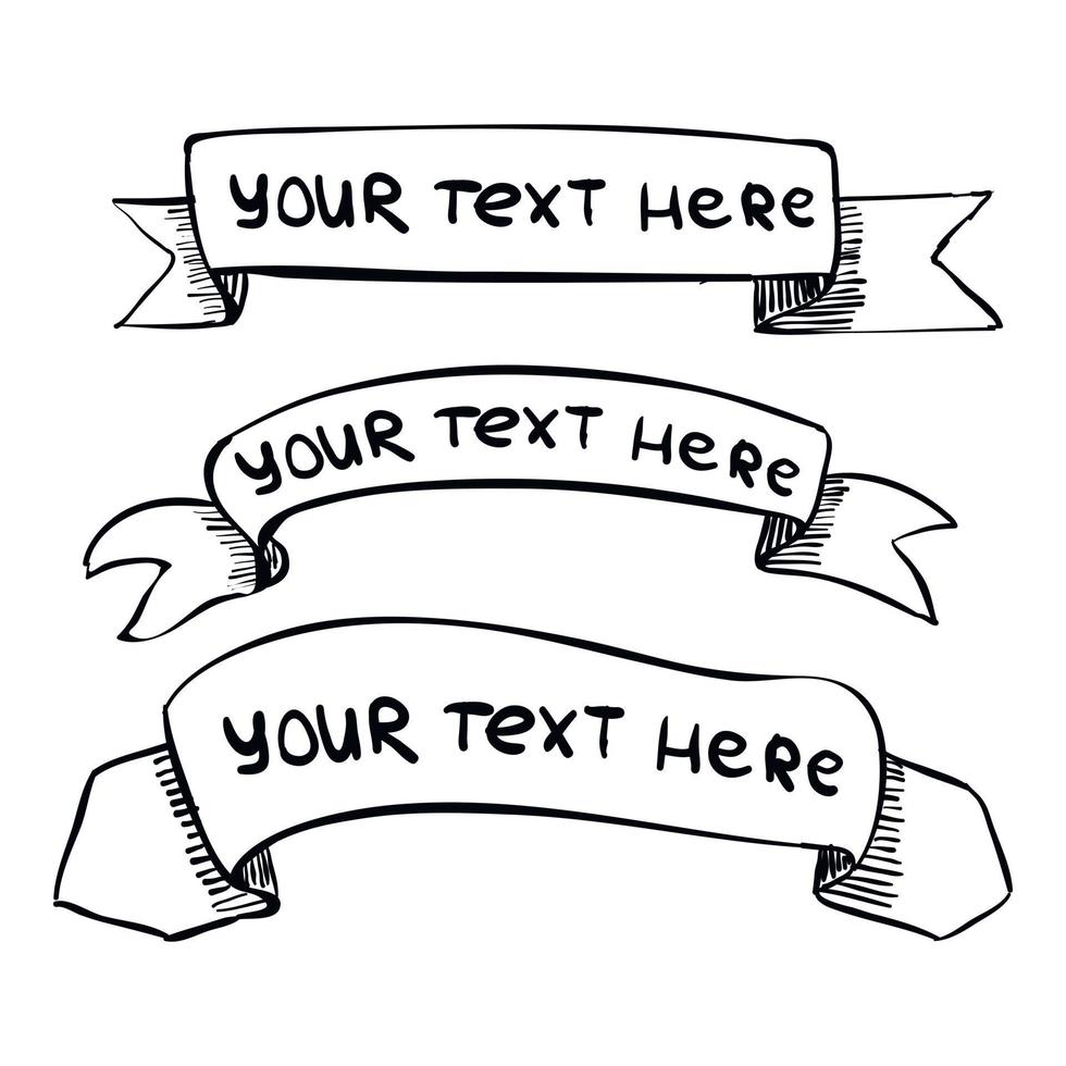 Origami ribbons banner, hand drawn style vector