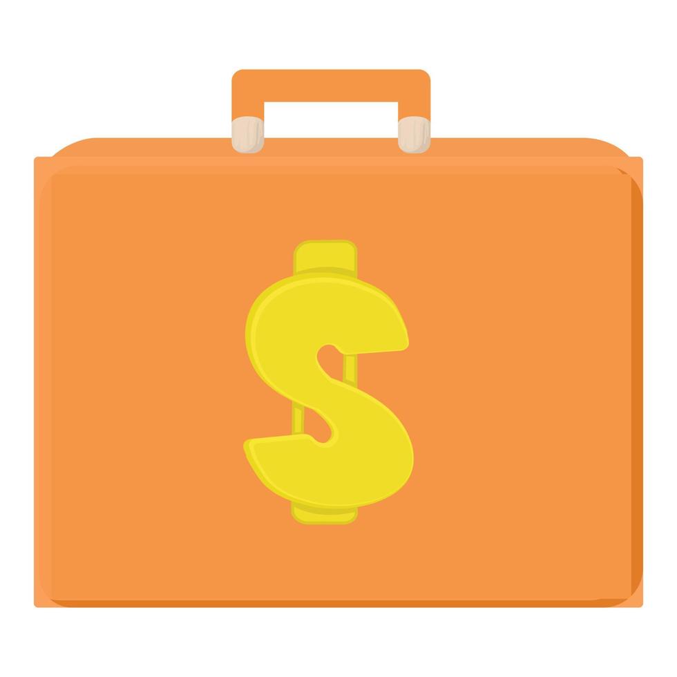 Money briefcase icon, cartoon style vector