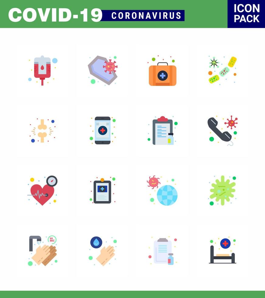 Novel Coronavirus 2019nCoV 16 Flat Color icon pack brake blood emergency virus germs viral coronavirus 2019nov disease Vector Design Elements