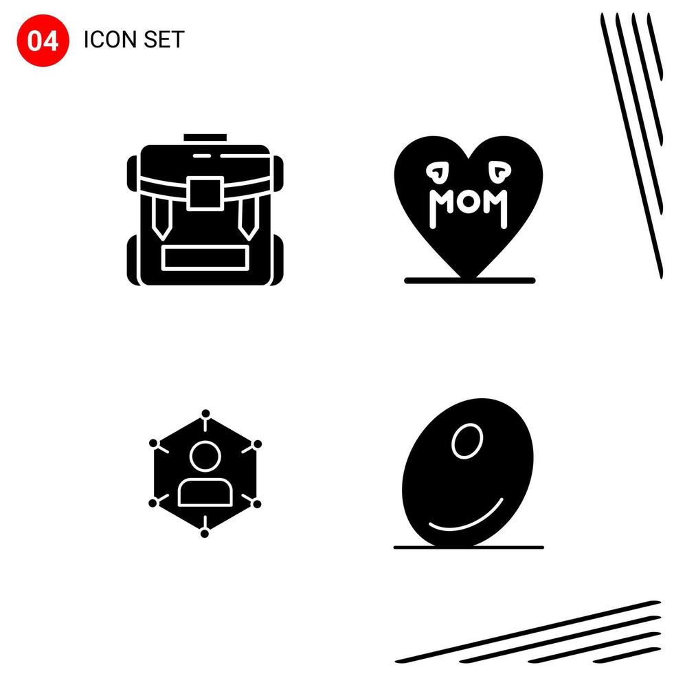 Collection of 4 Vector Icons in solid style Pixle Perfect Glyph Symbols for Web and Mobile Solid Icon Signs on White Background 4 Icons Creative Black Icon vector background