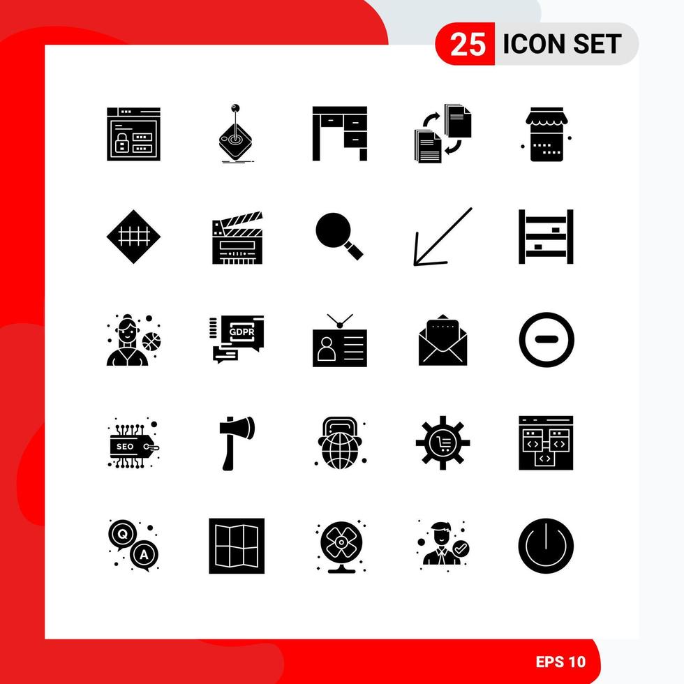 Stock Vector Icon Pack of 25 Line Signs and Symbols for copying file stick share interior Editable Vector Design Elements