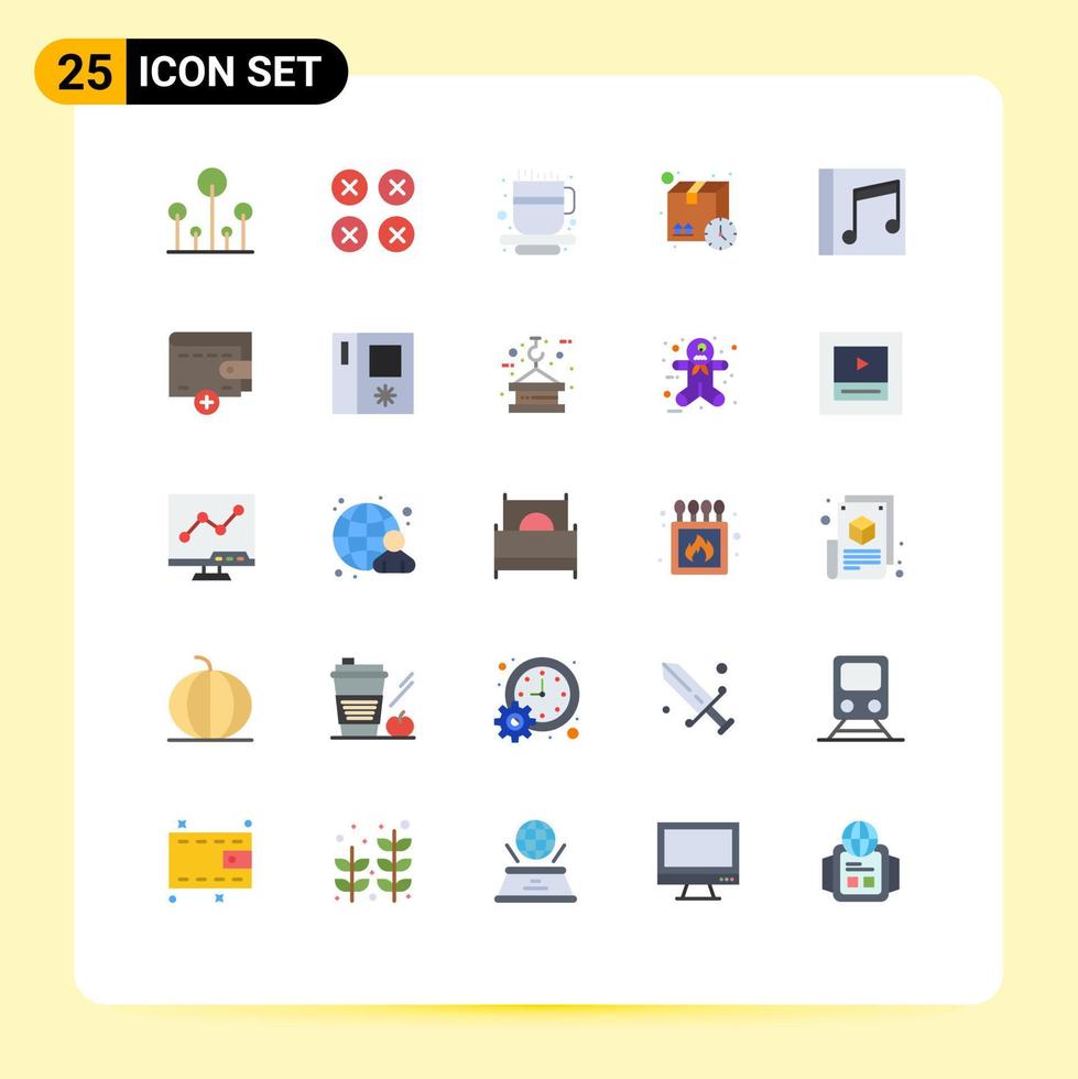 grupo de símbolos de icono universal de 25 colores planos modernos de elementos de diseño de vector editables de cuadro de tiempo de ux de paquete de medios