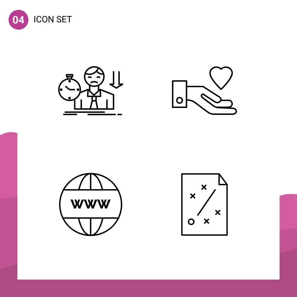 4 Creative Icons Modern Signs and Symbols of failure online depression heart www Editable Vector Design Elements