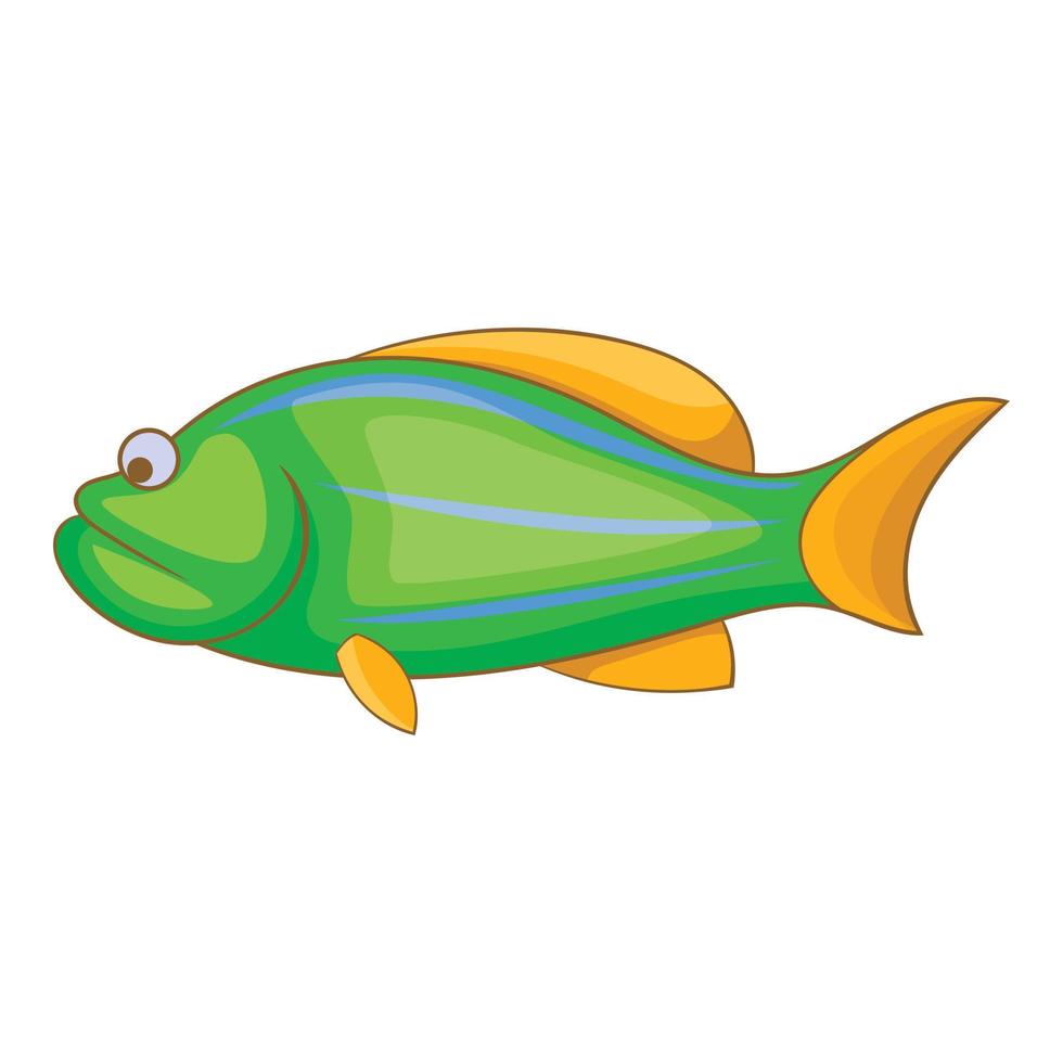 Green fish icon, cartoon style vector