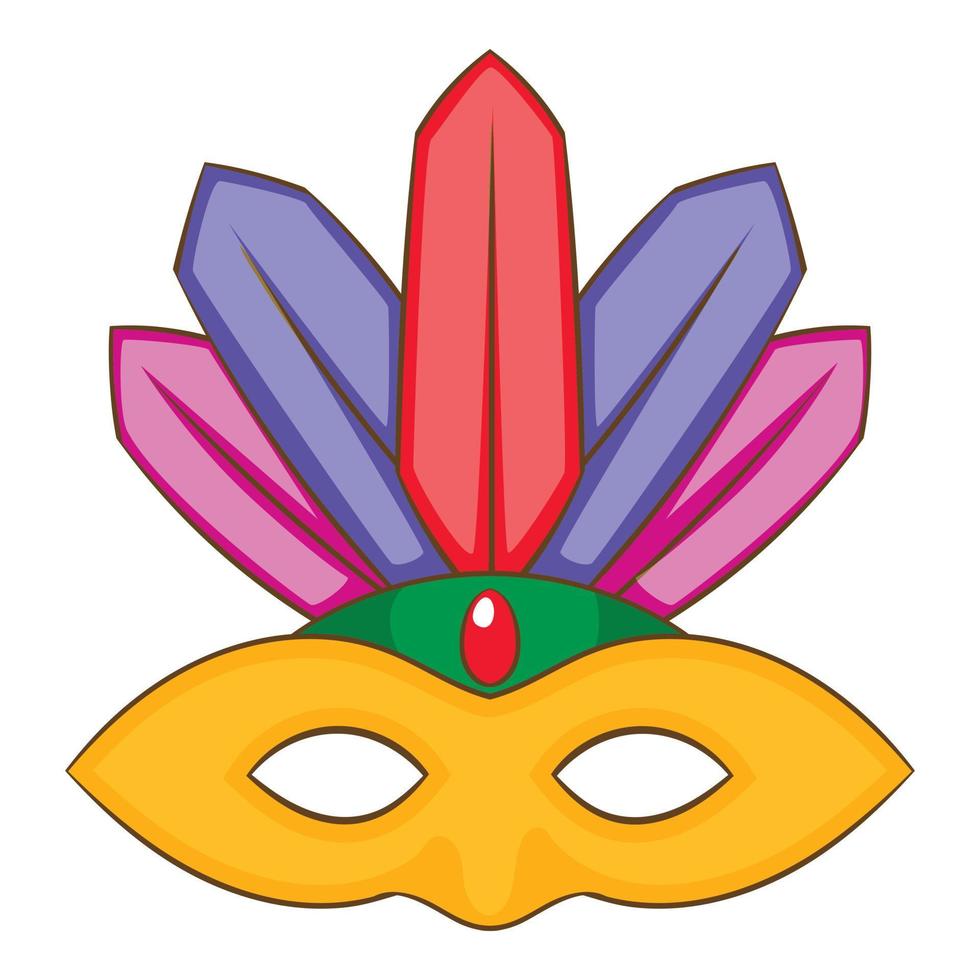 Carnival mask icon, cartoon style vector