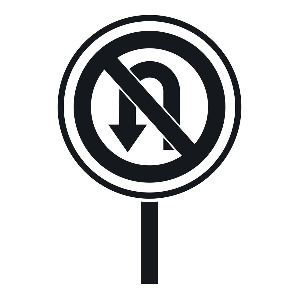 No U turn road sign icon, simple style vector