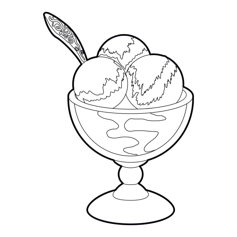 Ice cream icon, outline style vector