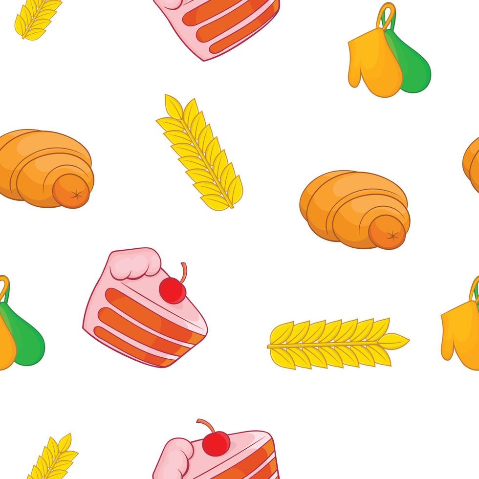 Sweet pastries pattern, cartoon style vector