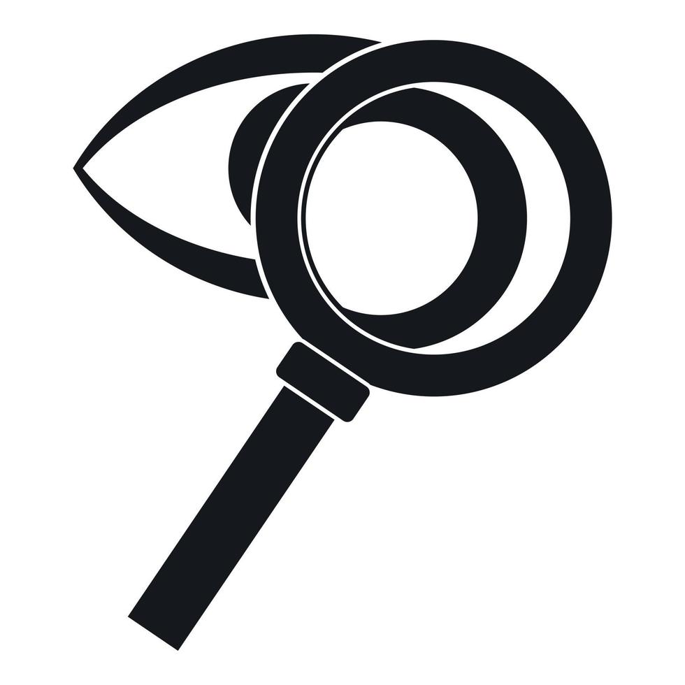 Magnifying glass with eye icon, simple style vector