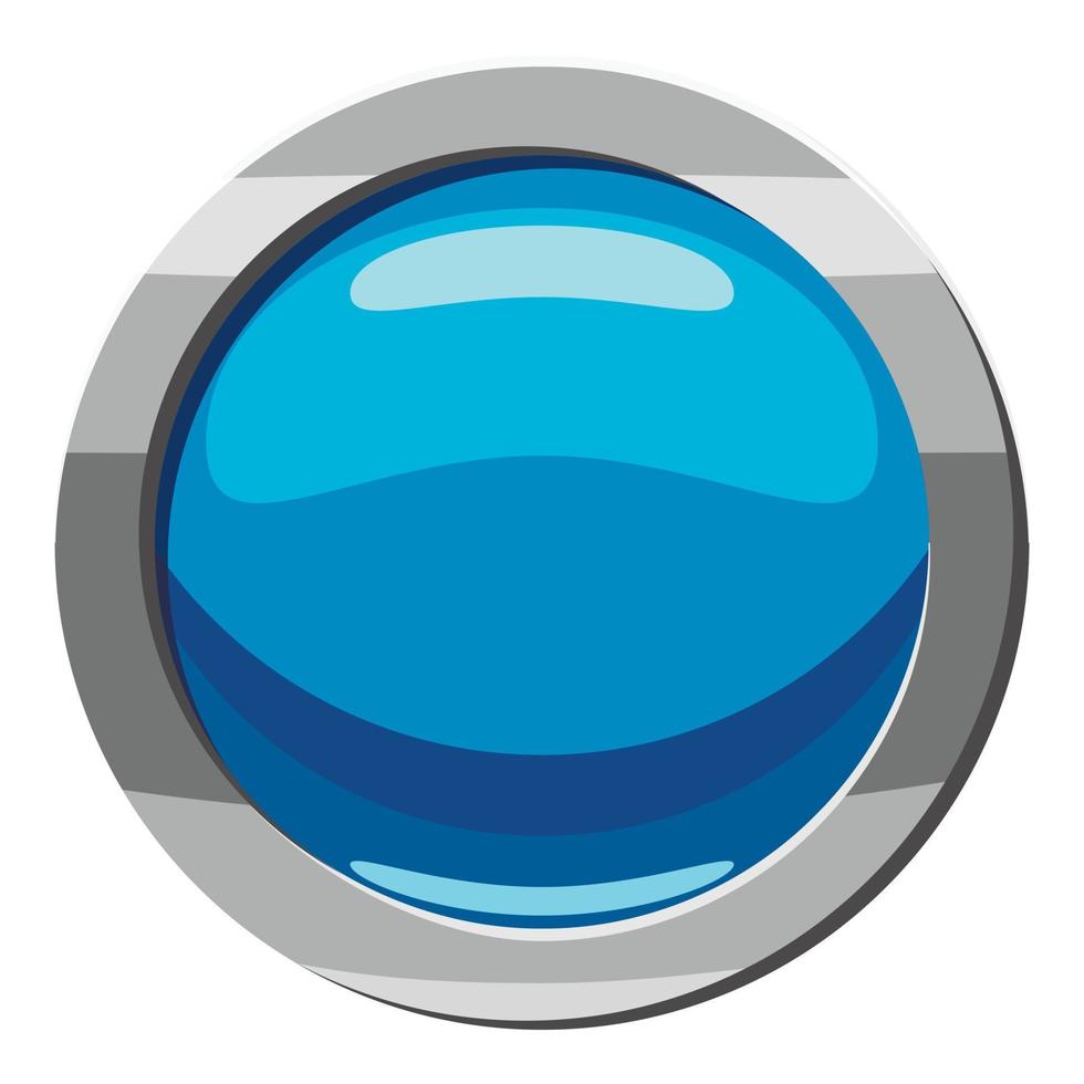 Circle blue button icon, cartoon style vector