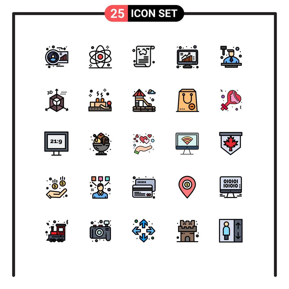25 User Interface Filled line Flat Color Pack of modern Signs and Symbols of graph grow healthcare guide article Editable Vector Design Elements