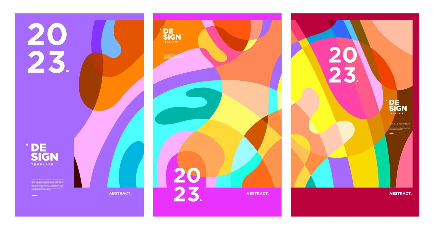 plantilla de diseño de año nuevo 2023 con fondo abstracto colorido fluido vector