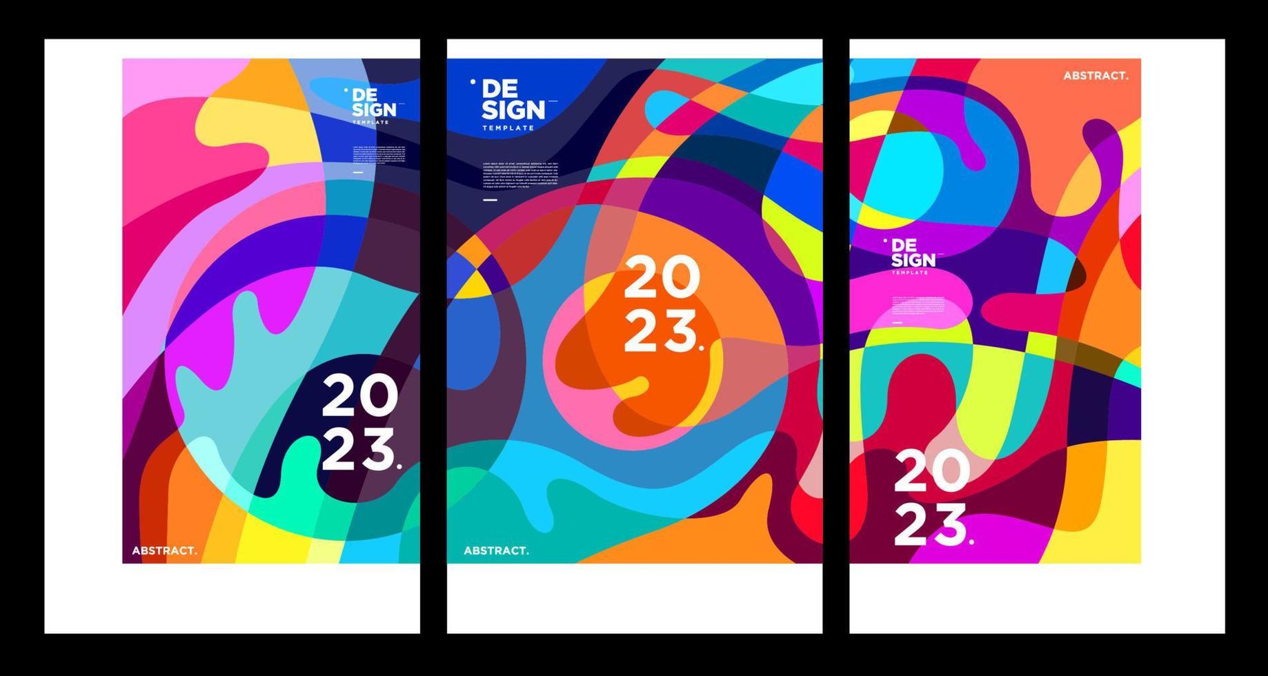 New year 2023 design template with fluid colorful abstract background vector