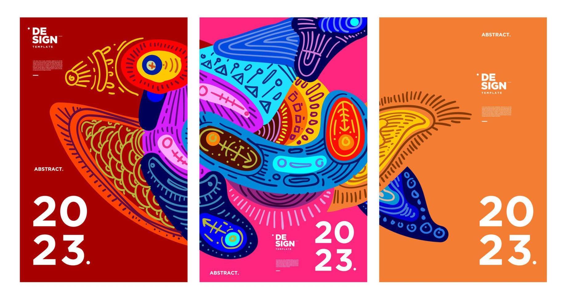 plantilla de diseño de año nuevo 2023 con fondo abstracto colorido fluido vector