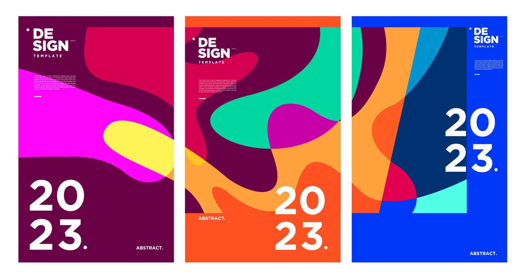 plantilla de diseño de año nuevo 2023 con fondo abstracto colorido fluido vector