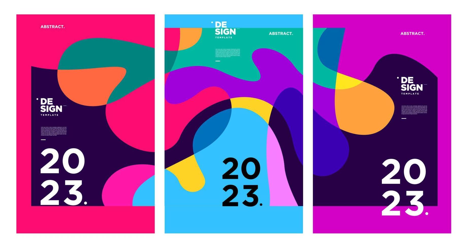 New year 2023 design template with fluid colorful abstract background vector